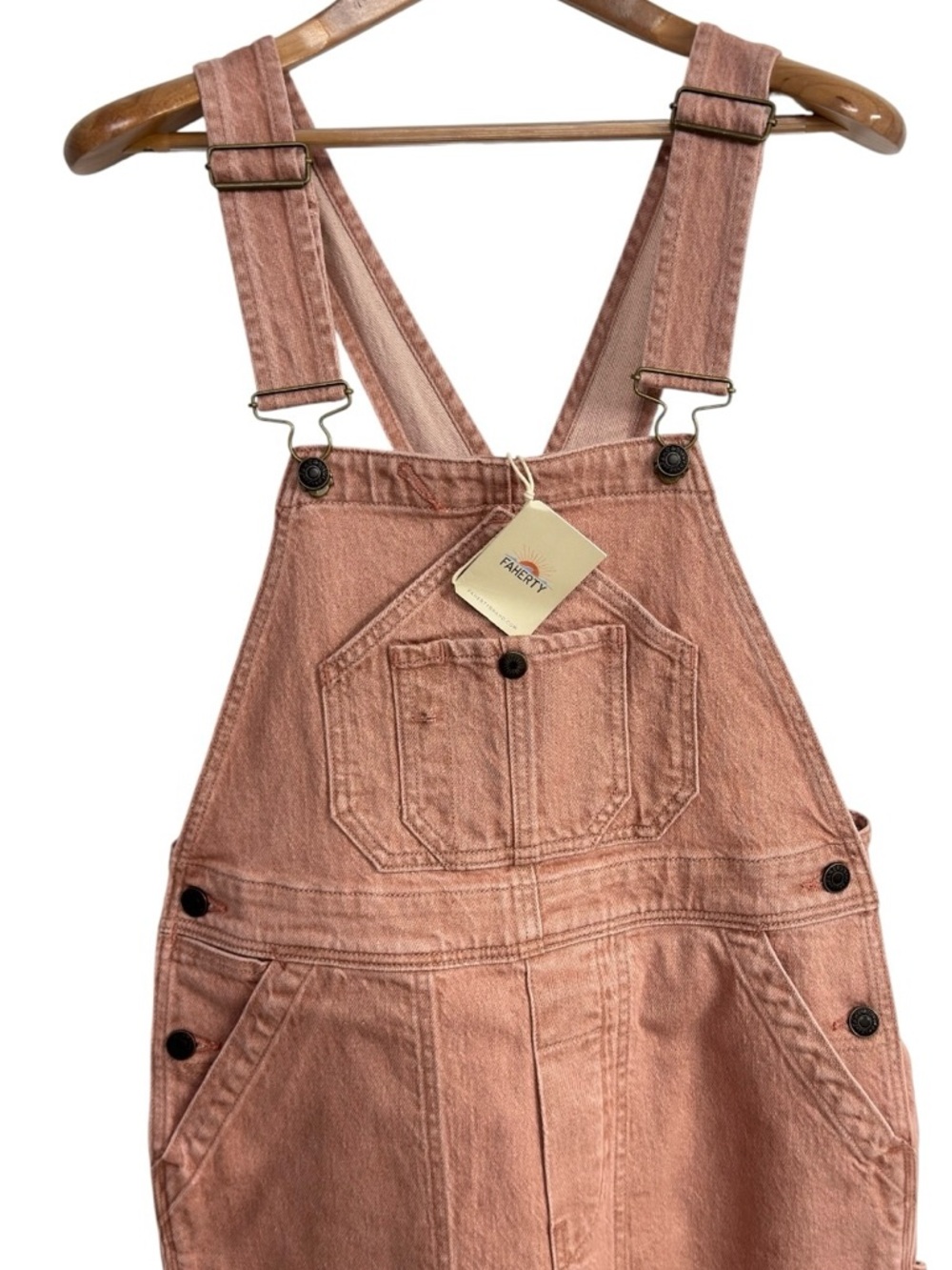 Faherty Rose Pink Cotton Carpenter Overalls Jumpsuit - Picture 3 of 7
